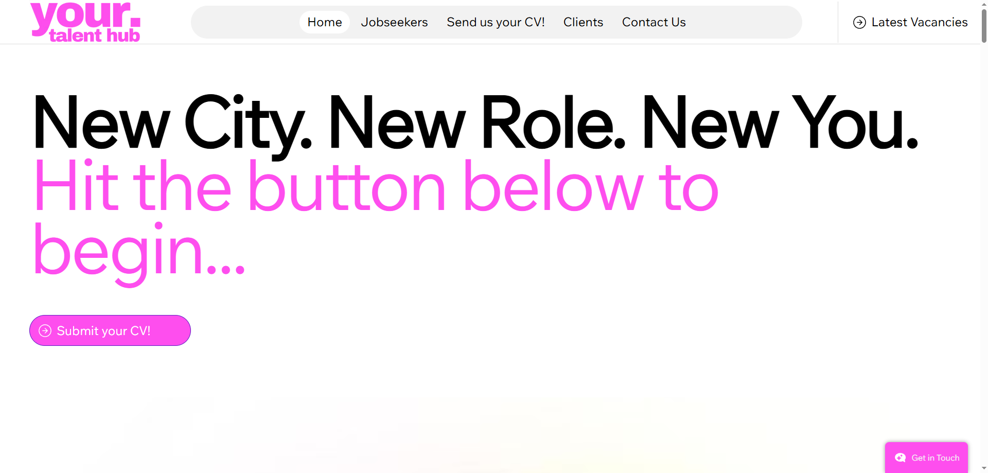 Screenshot of Your Talent Hub website's homepage